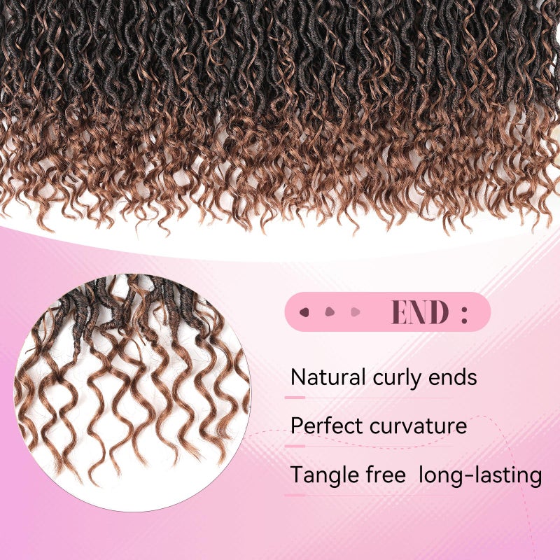 Aipin Faux Goddess Locs Crochet Hair 18 Inch Boho River Locs Hippie Wavy Crochet With Curly Hair In Middle And Ends Braids Hair Extensions (8 Packs,18 inch, T30) - Image 5